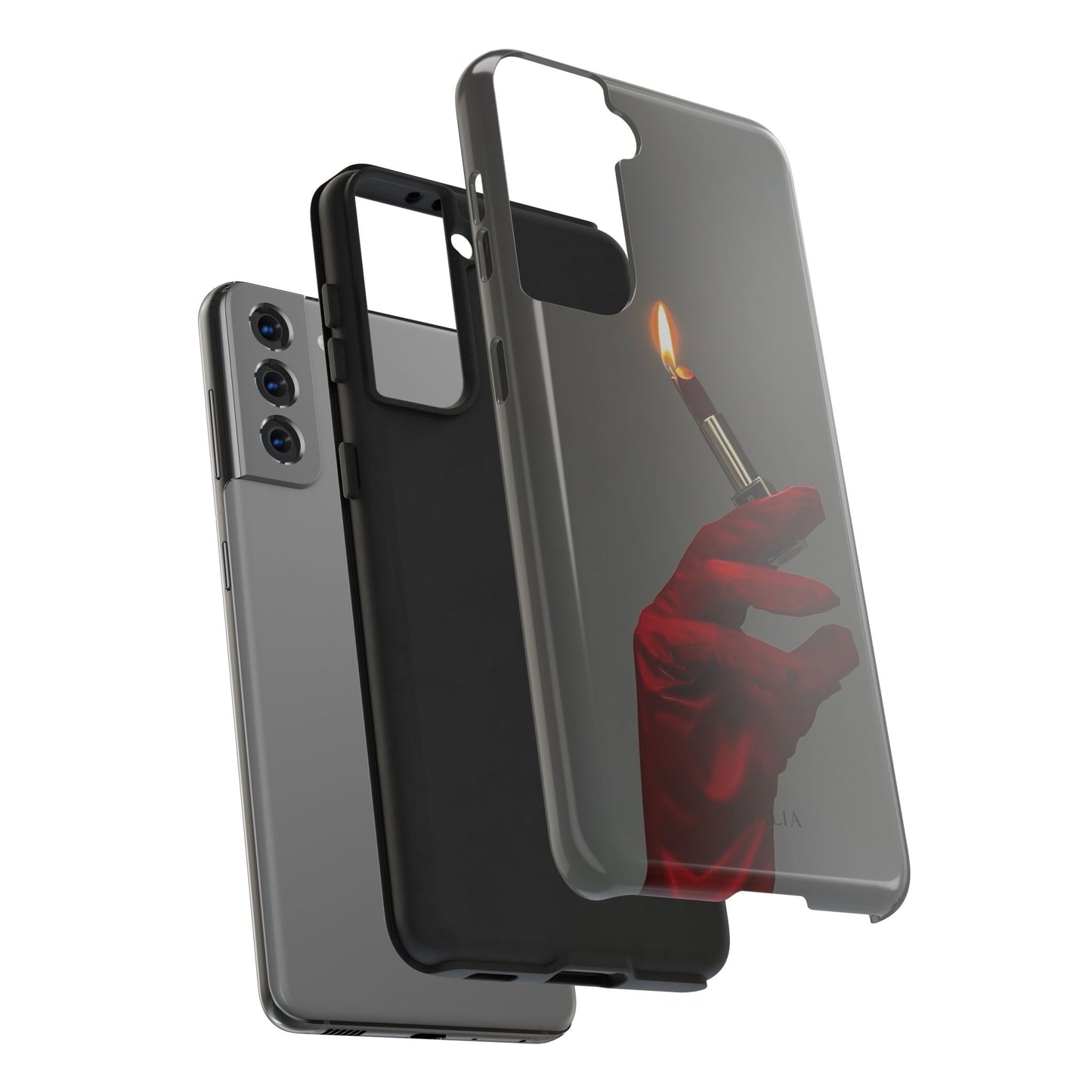 Red Glove Lighter Tough Phone Case — Dark Gothic Flame Protective Cover