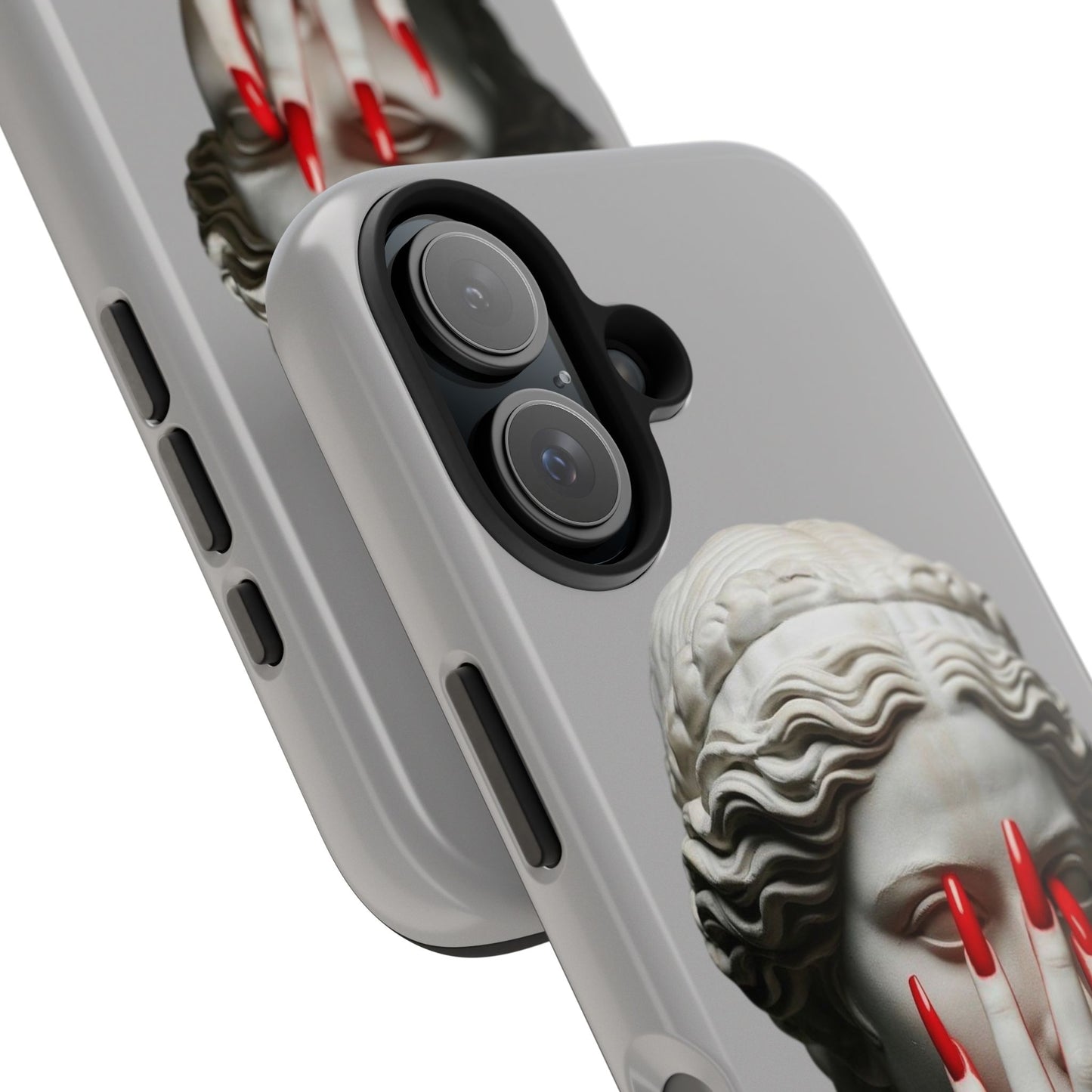 Statue with Red Nails Phone Case — Moody Classical Art Protective Case