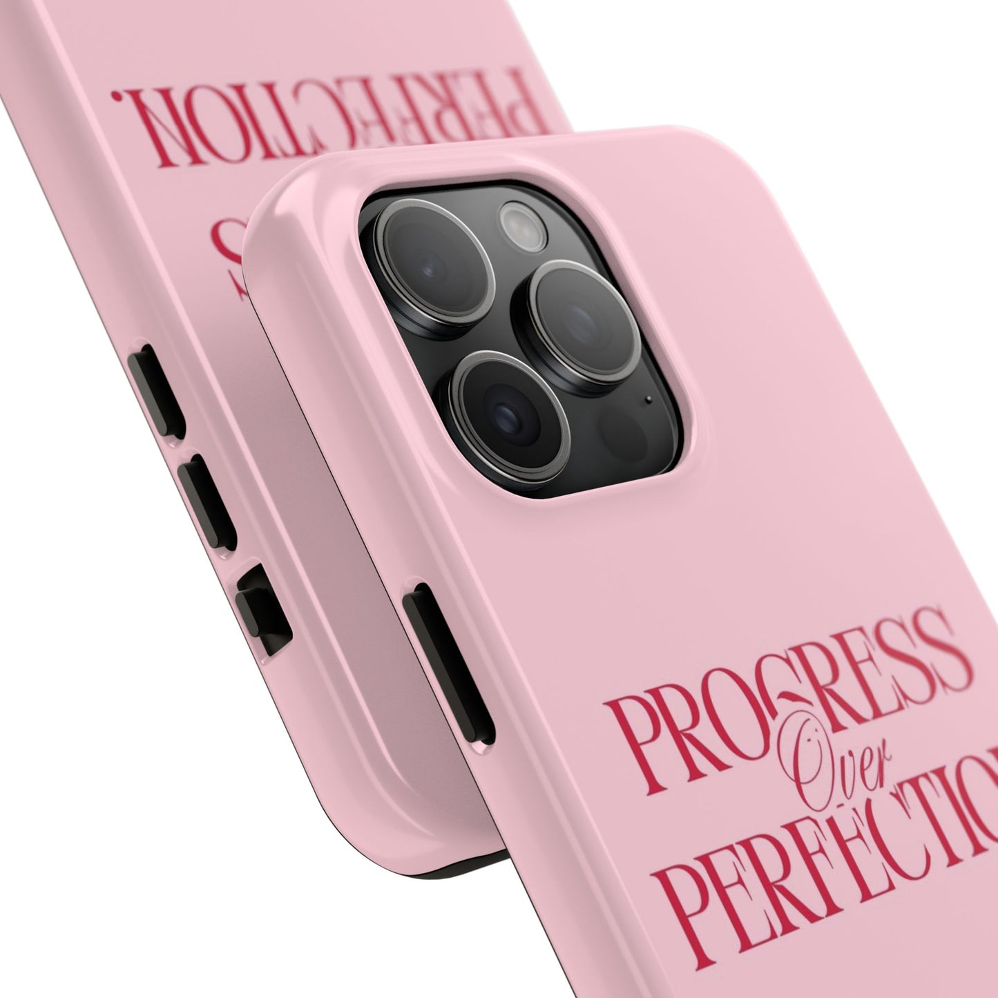 Progress Over Perfection Tough Phone Case — Pink Inspirational Protective Cover