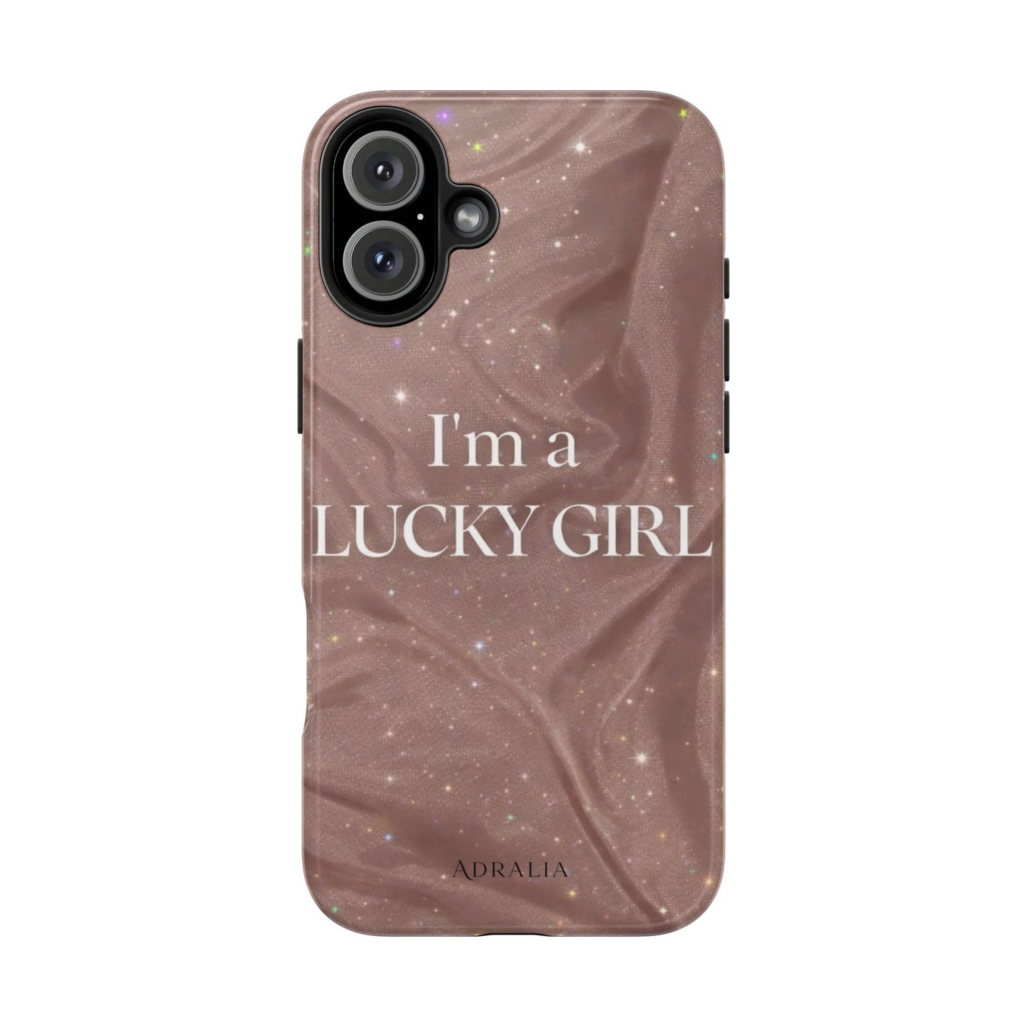I'm a Lucky Girl Tough Phone Case – Sparkling Rose Marble Protective Cover