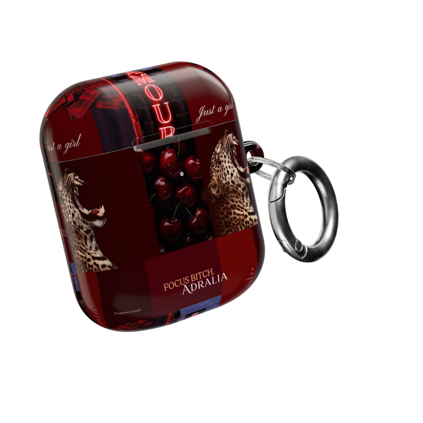 Focus Bitch AirPod Case — Red Leopard Graphic Protective Cover