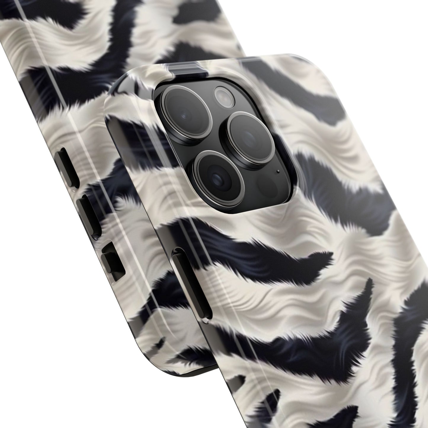 Faux Fur Zebra Tough Phone Case — Black & Ivory Animal Print