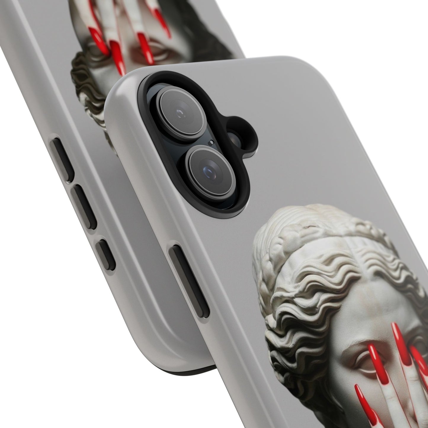 Statue with Red Nails Phone Case — Moody Classical Art Protective Case