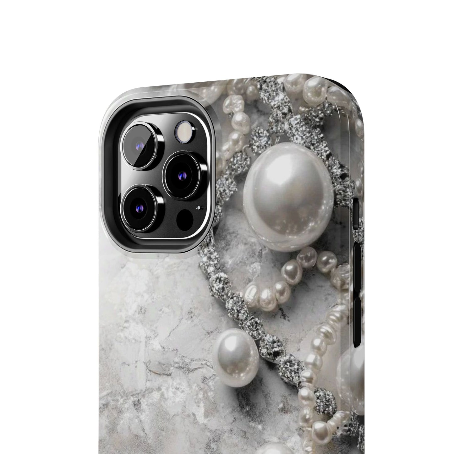Pearl Luxe Tough Phone Case — Elegant Pearl & Crystal Protective Cover