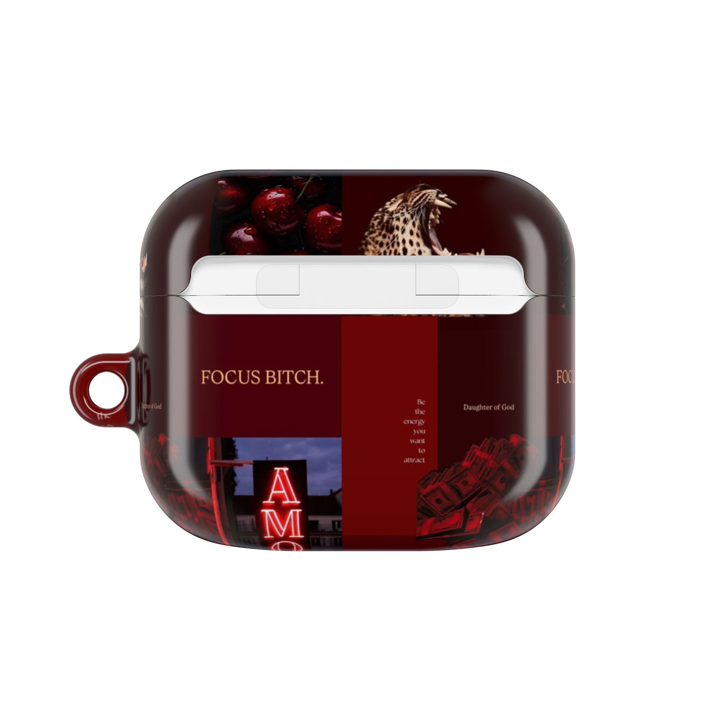 Focus Bitch AirPod Case — Red Leopard Graphic Protective Cover