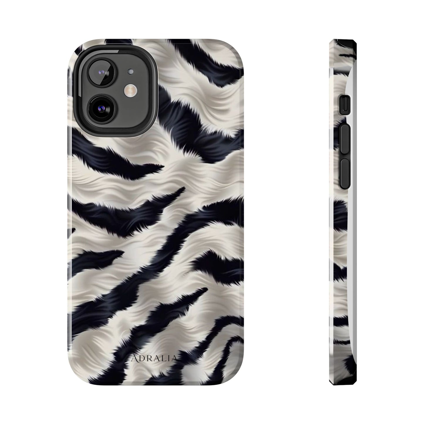 Faux Fur Zebra Tough Phone Case — Black & Ivory Animal Print