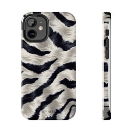 Faux Fur Zebra Tough Phone Case — Black & Ivory Animal Print