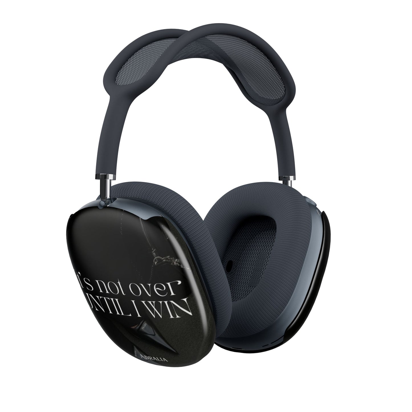 AirPods Max Case — "It's Not Over Until I Win" Black Motivational Shell