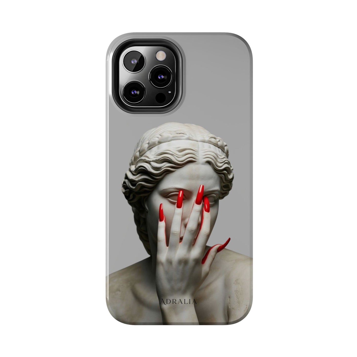 Statue with Red Nails Phone Case — Moody Classical Art Protective Case