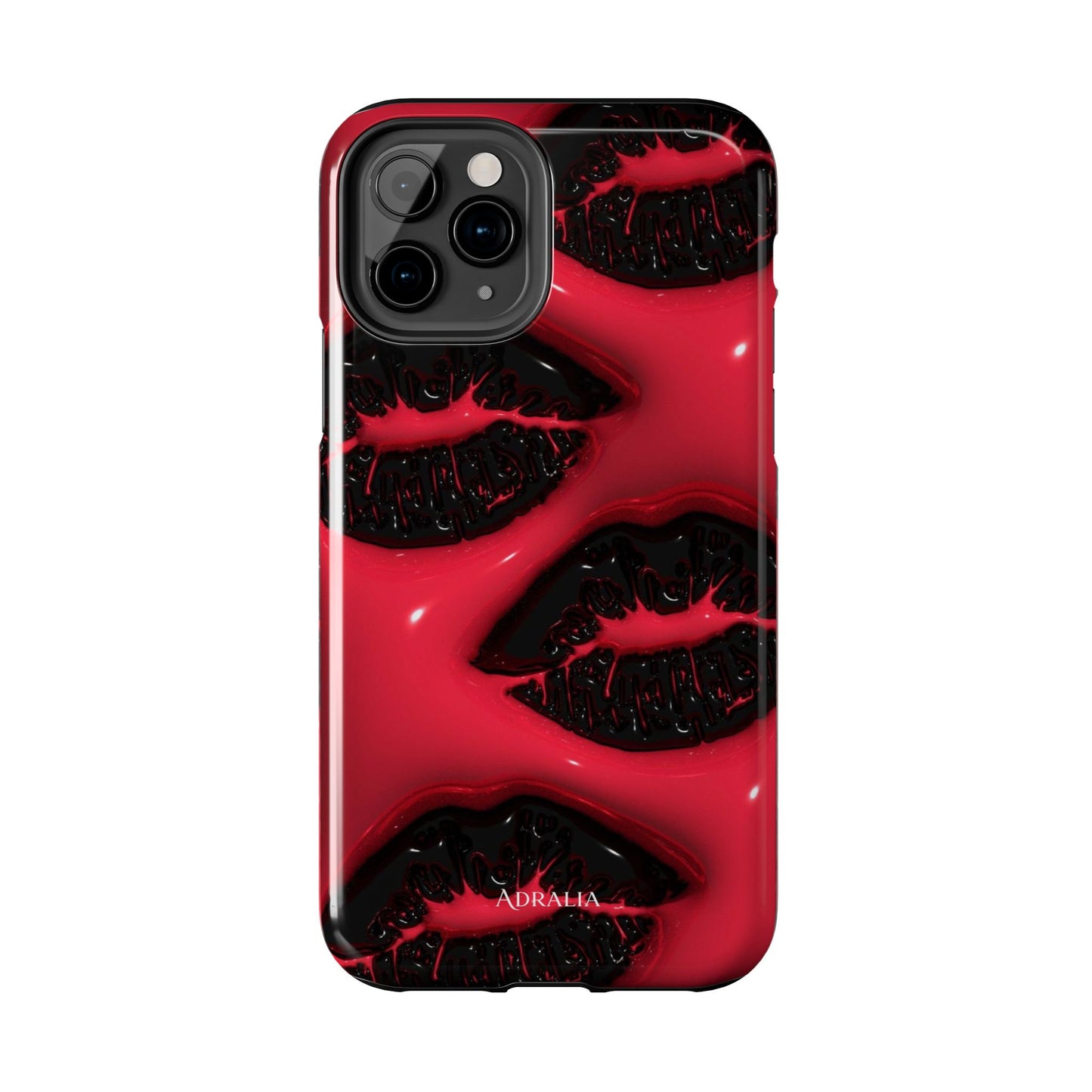 Tough Phone Case – Red Gloss Kiss Print, Shockproof Protective Cover
