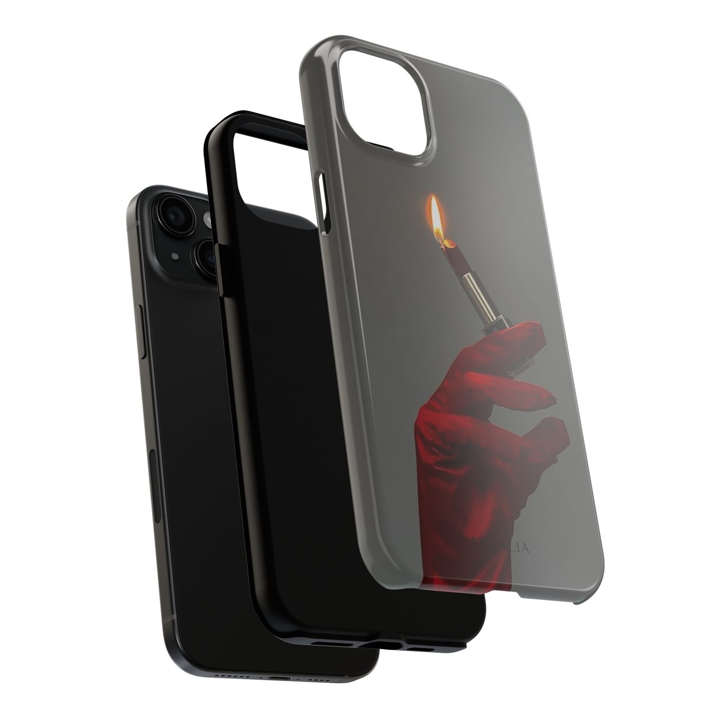 Red Glove Lighter Tough Phone Case — Dark Gothic Flame Protective Cover