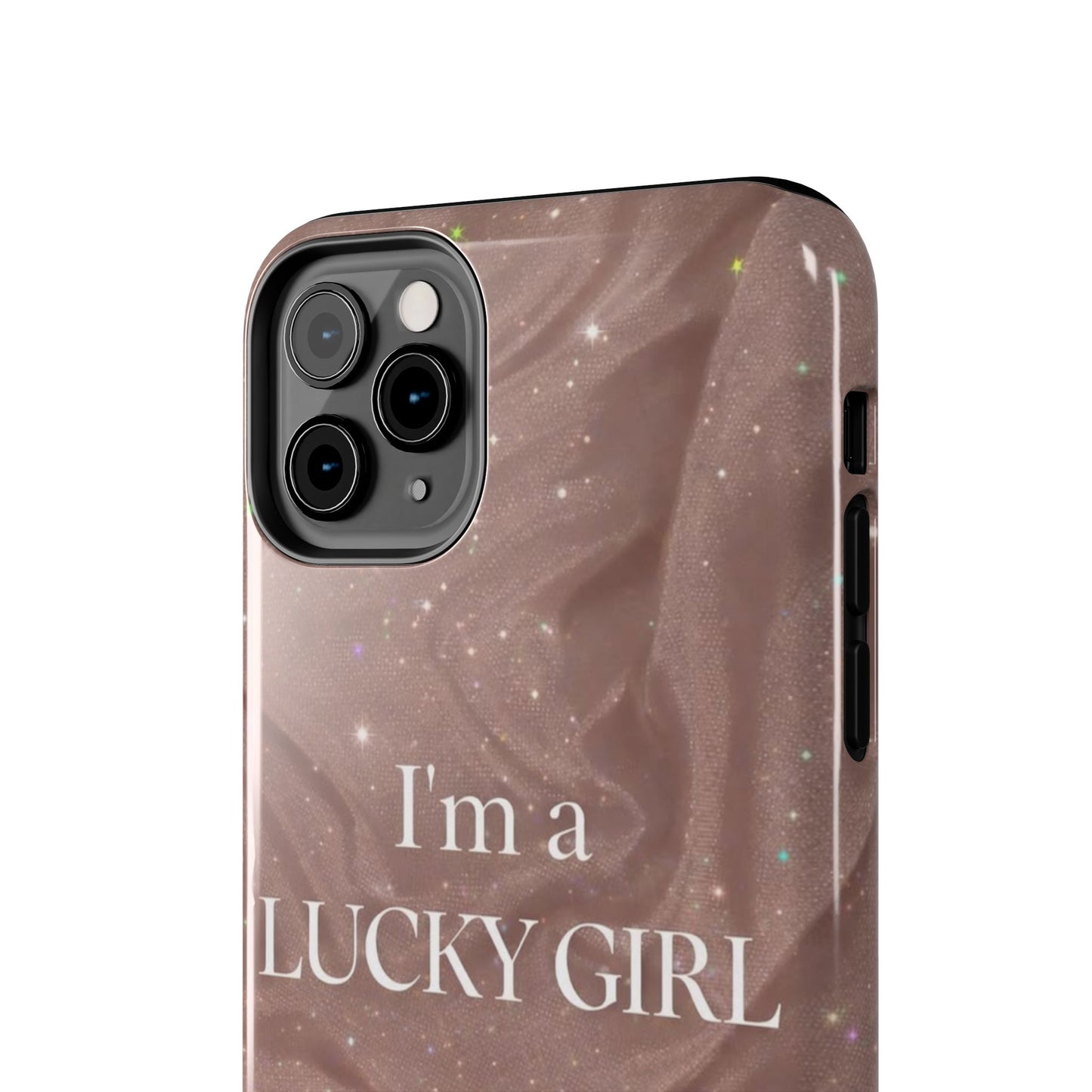 I'm a Lucky Girl Tough Phone Case – Sparkling Rose Marble Protective Cover