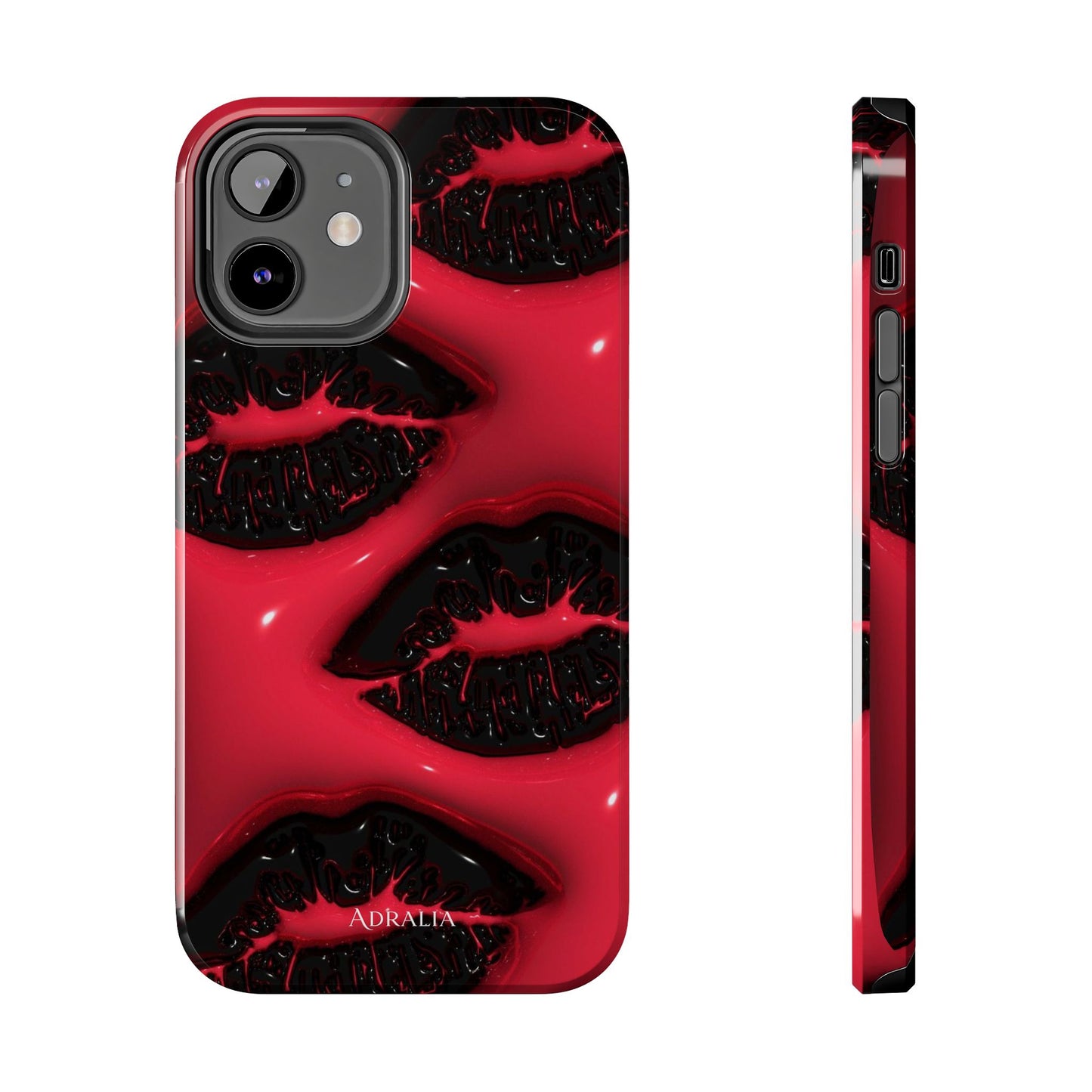Tough Phone Case – Red Gloss Kiss Print, Shockproof Protective Cover