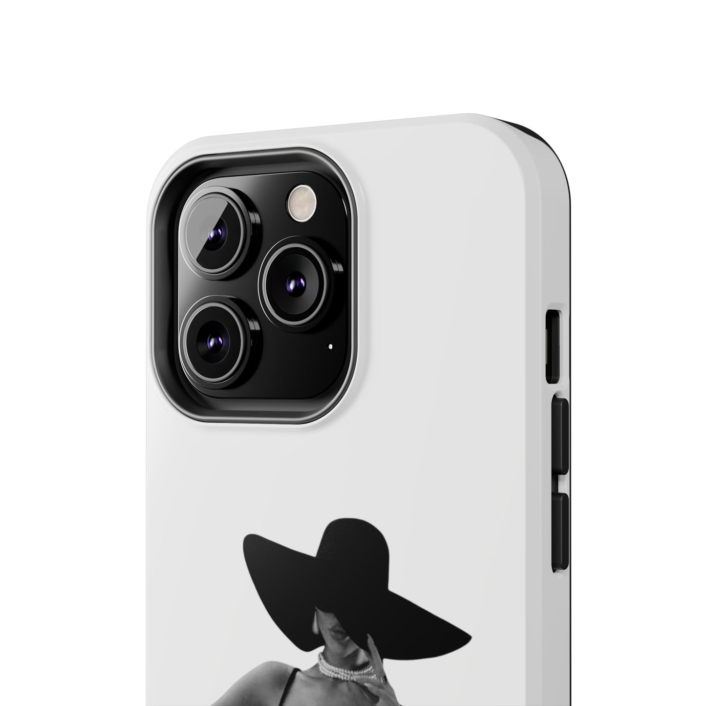 Tough Phone Case — Elegant Woman in Wide-Brim Hat Black & White Design