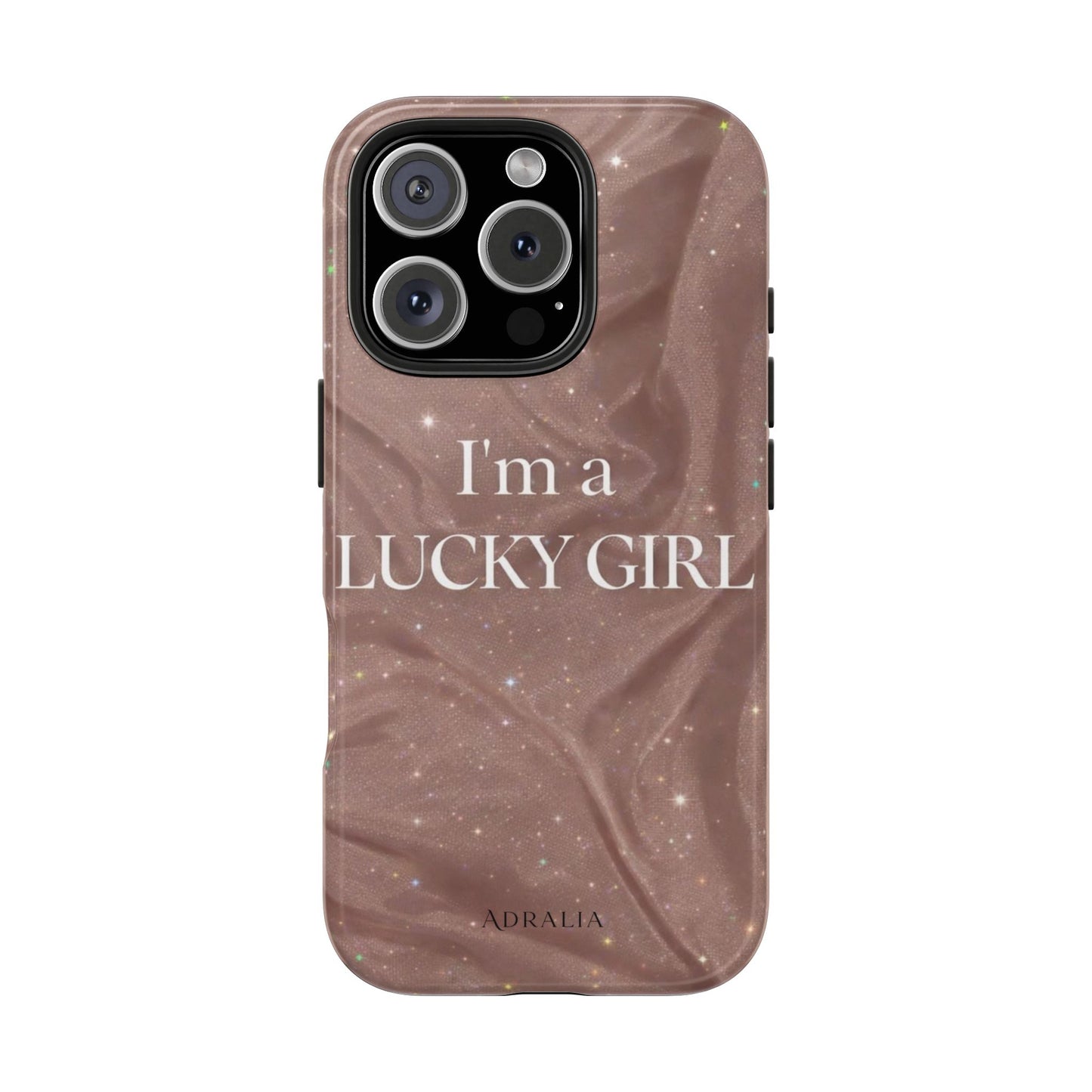 I'm a Lucky Girl Tough Phone Case – Sparkling Rose Marble Protective Cover