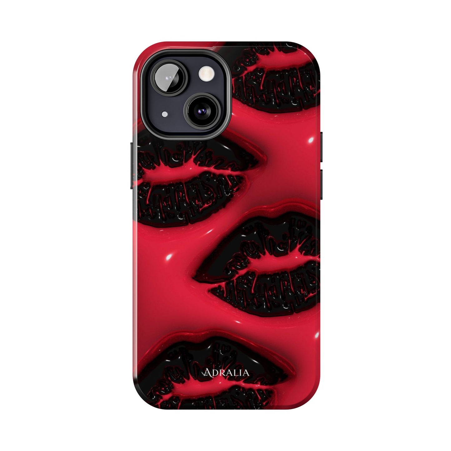 Tough Phone Case – Red Gloss Kiss Print, Shockproof Protective Cover