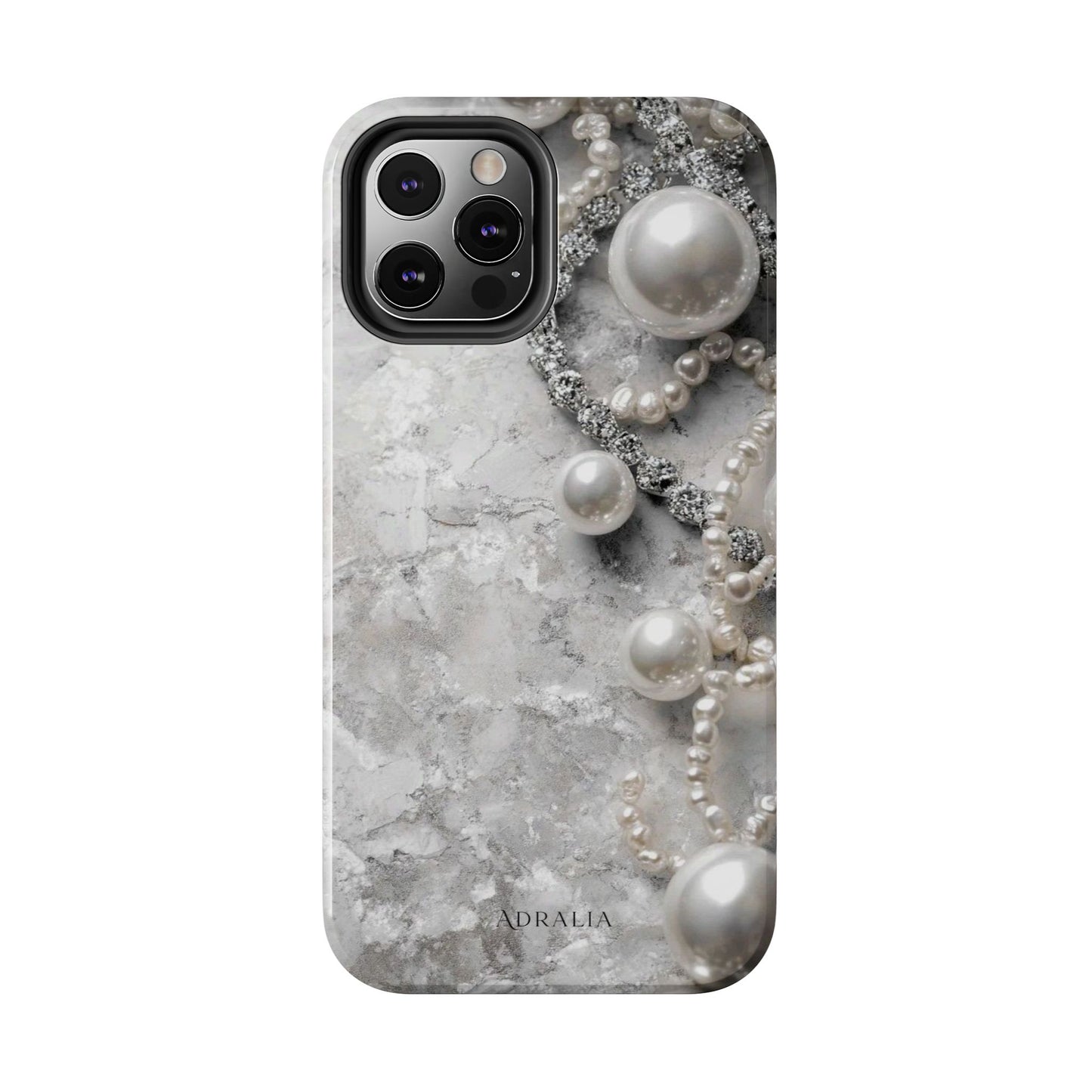 Pearl Luxe Tough Phone Case — Elegant Pearl & Crystal Protective Cover