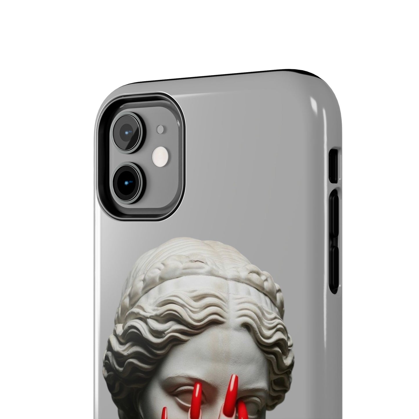 Statue with Red Nails Phone Case — Moody Classical Art Protective Case