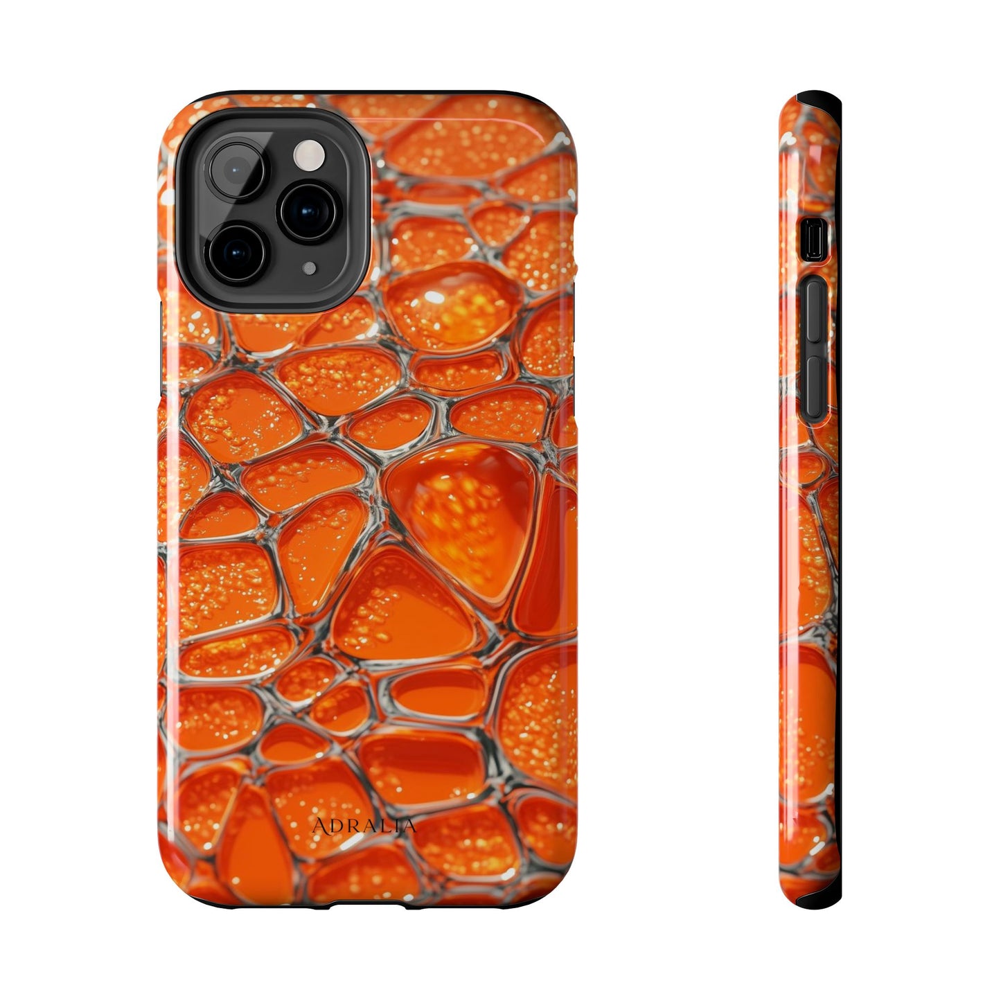 Orange Resin Abstract Tough Phone Case — Durable Protective iPhone Cover