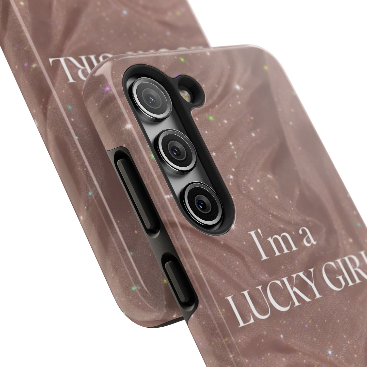 I'm a Lucky Girl Tough Phone Case – Sparkling Rose Marble Protective Cover