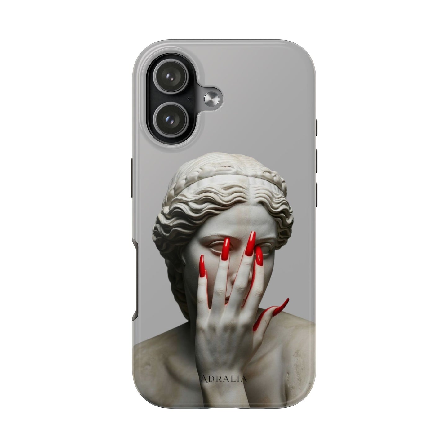 Statue with Red Nails Phone Case — Moody Classical Art Protective Case