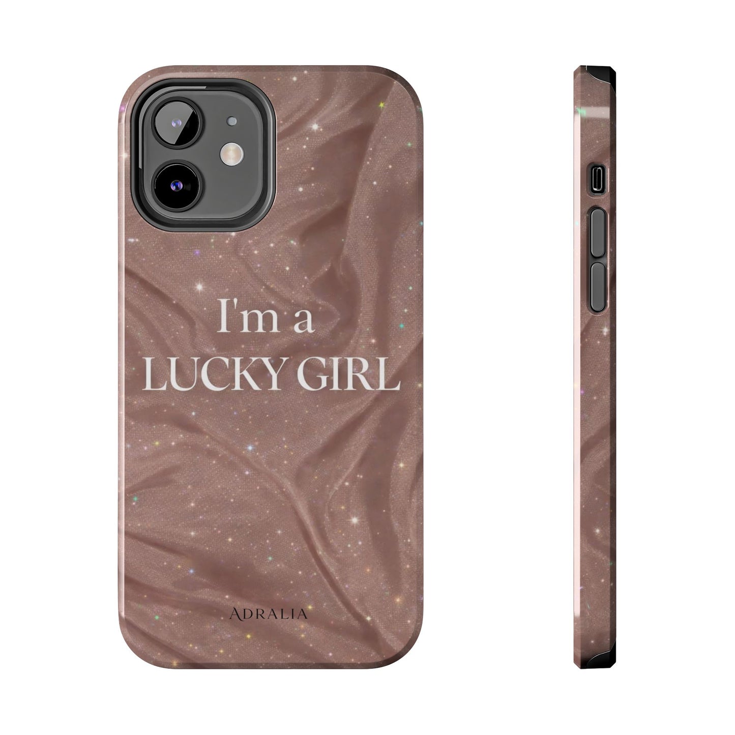 I'm a Lucky Girl Tough Phone Case – Sparkling Rose Marble Protective Cover