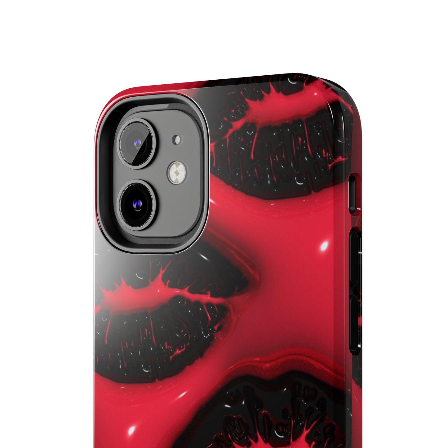 Tough Phone Case – Red Gloss Kiss Print, Shockproof Protective Cover