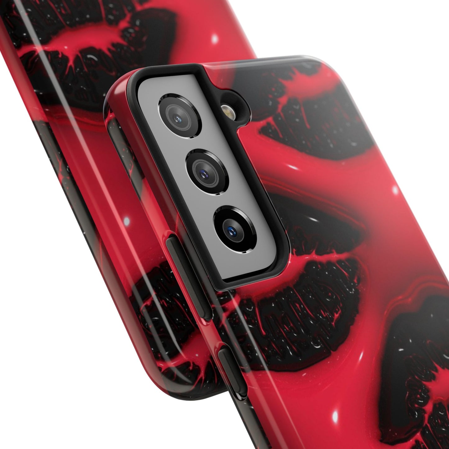 Tough Phone Case – Red Gloss Kiss Print, Shockproof Protective Cover