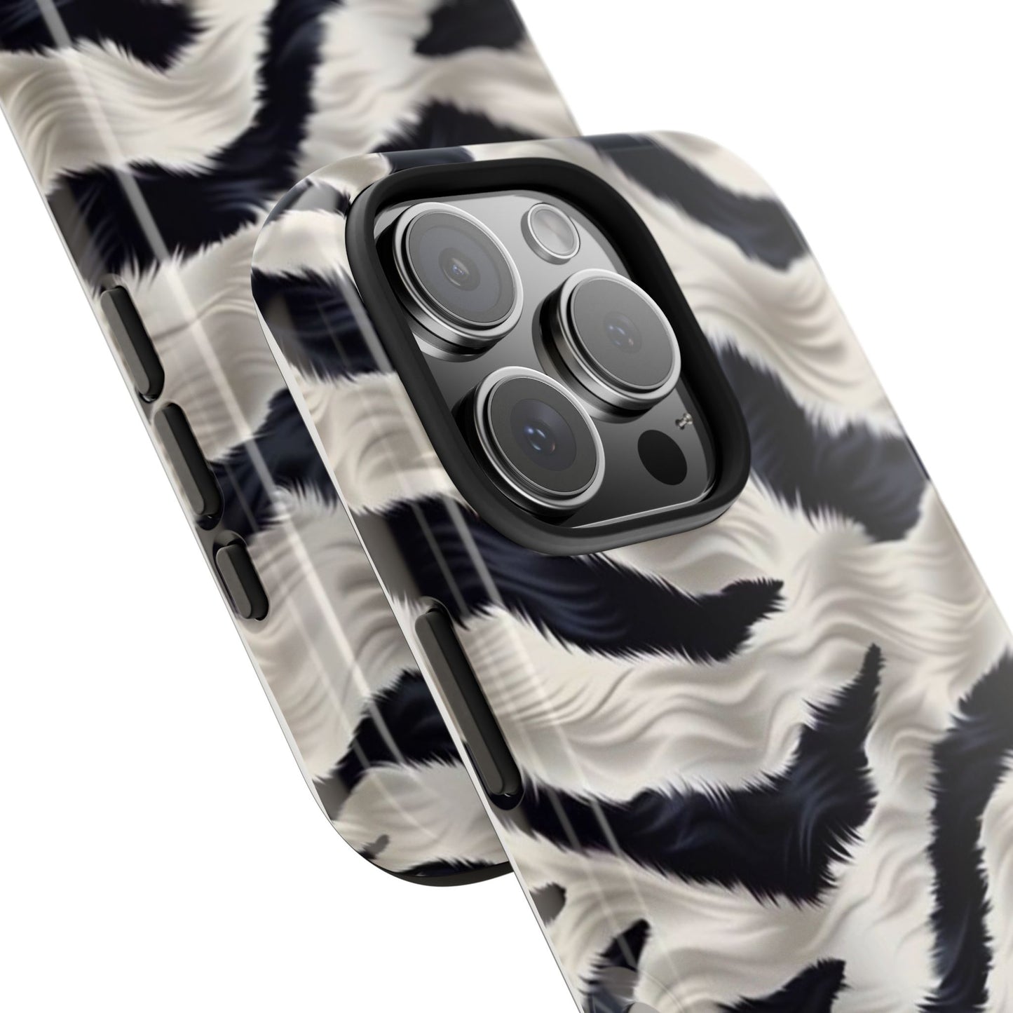 Faux Fur Zebra Tough Phone Case — Black & Ivory Animal Print