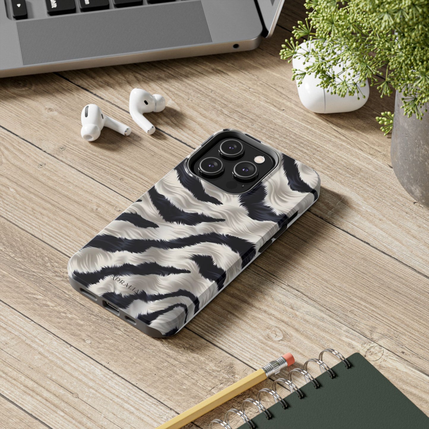 Faux Fur Zebra Tough Phone Case — Black & Ivory Animal Print