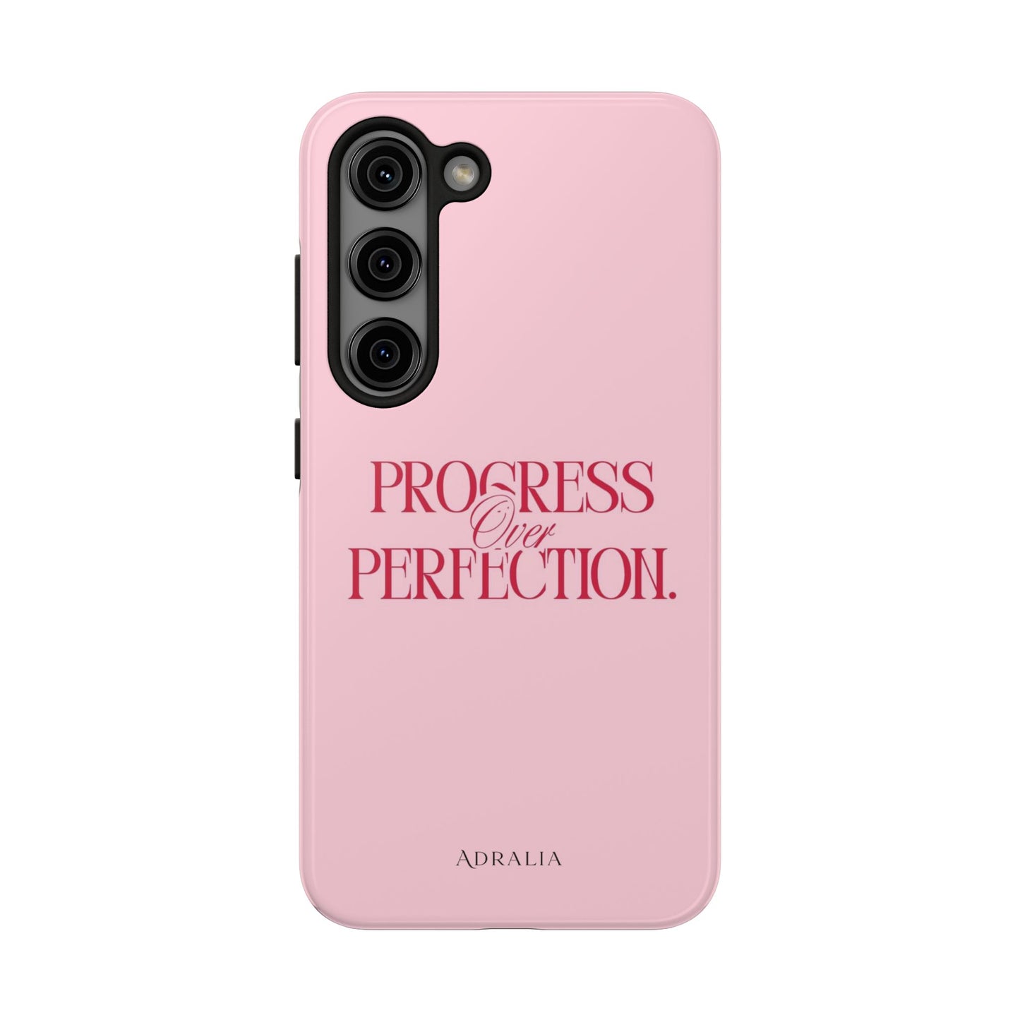 Progress Over Perfection Tough Phone Case — Pink Inspirational Protective Cover
