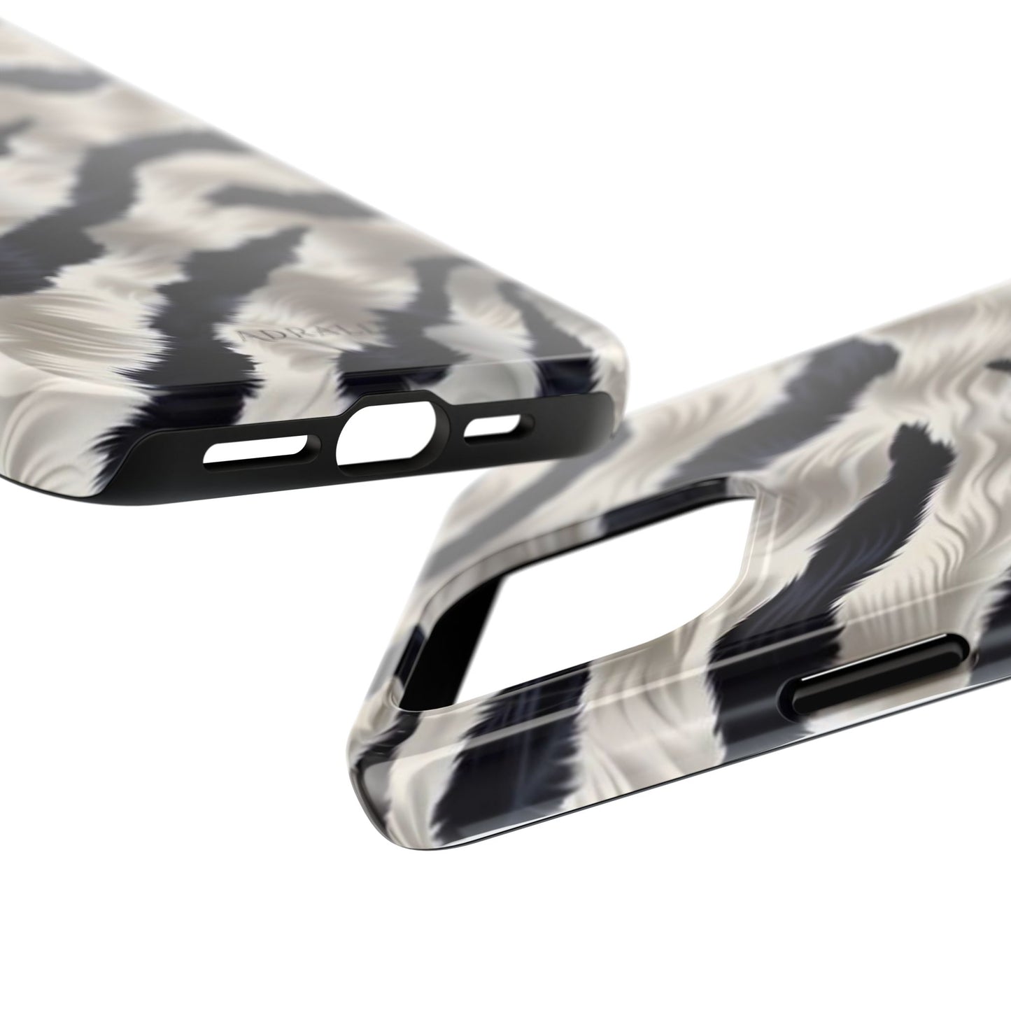 Faux Fur Zebra Tough Phone Case — Black & Ivory Animal Print