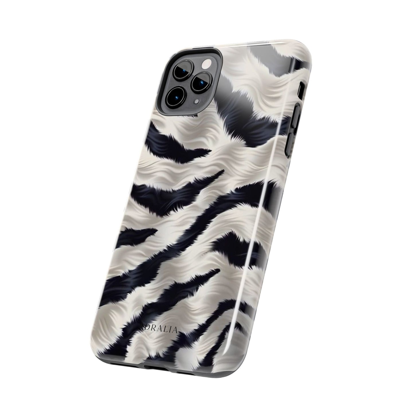 Faux Fur Zebra Tough Phone Case — Black & Ivory Animal Print
