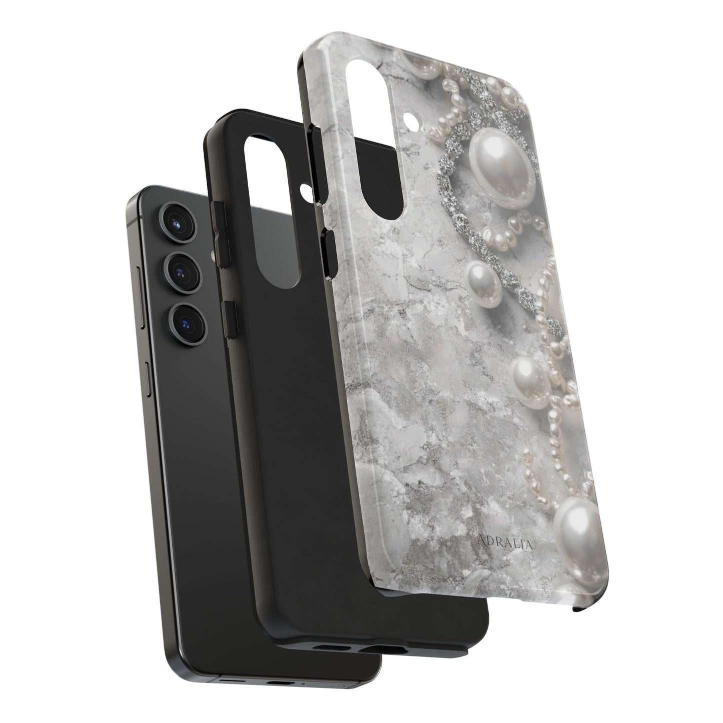 Pearl Luxe Tough Phone Case — Elegant Pearl & Crystal Protective Cover