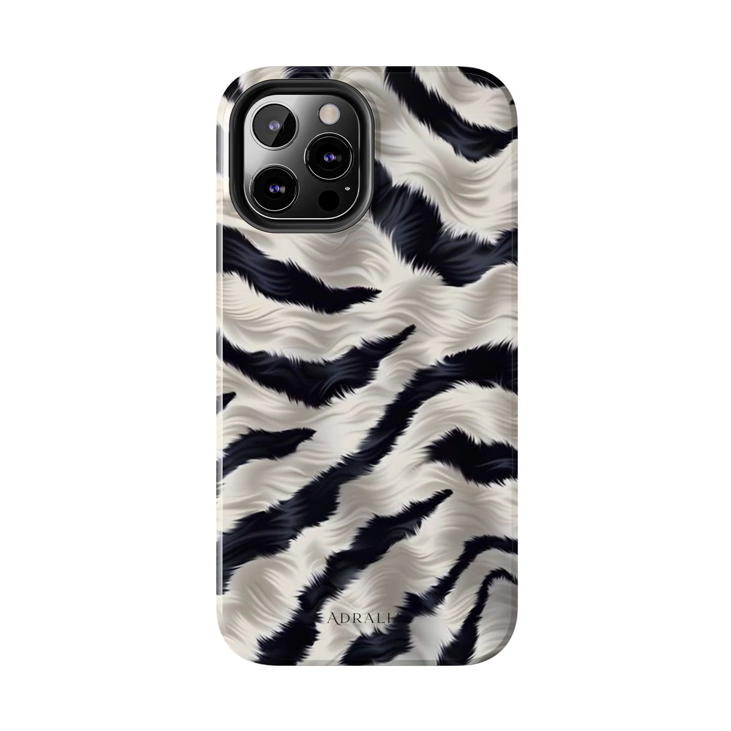 Faux Fur Zebra Tough Phone Case — Black & Ivory Animal Print