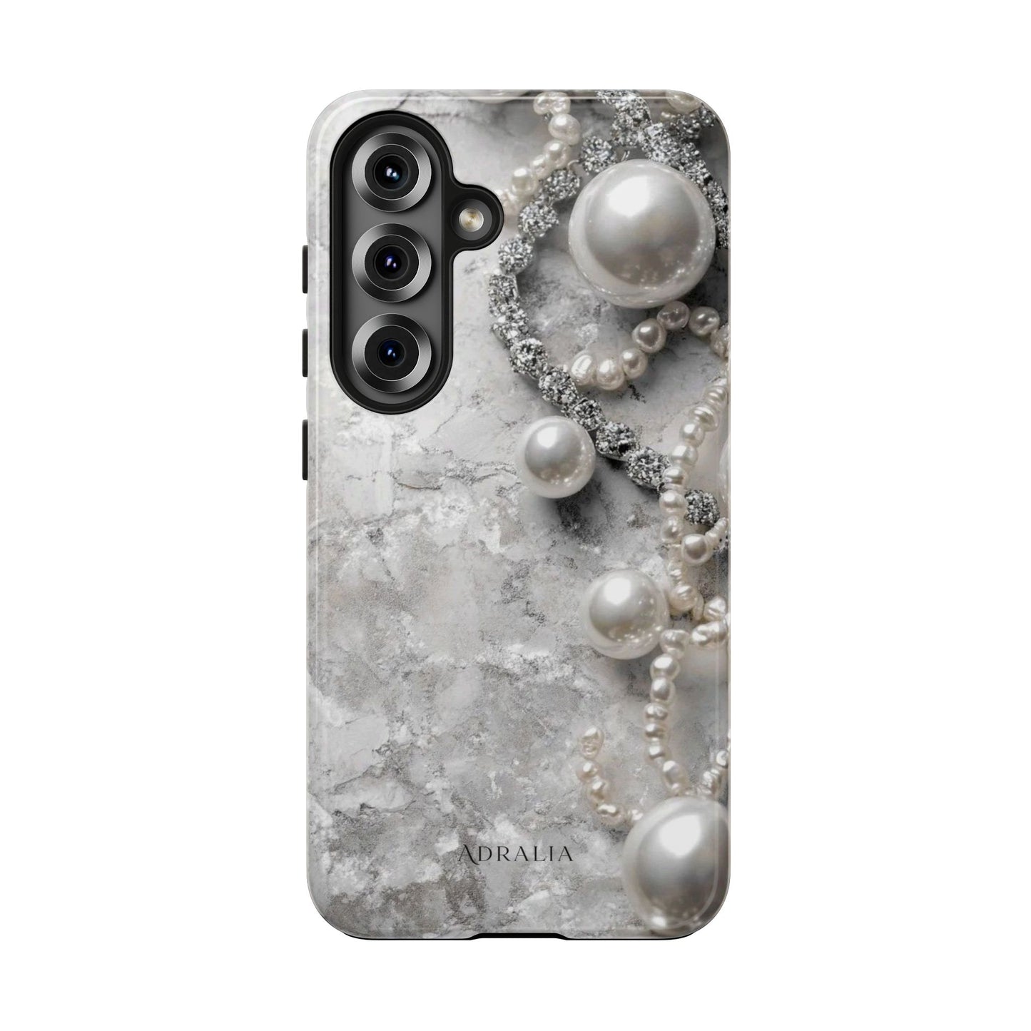 Pearl Luxe Tough Phone Case — Elegant Pearl & Crystal Protective Cover