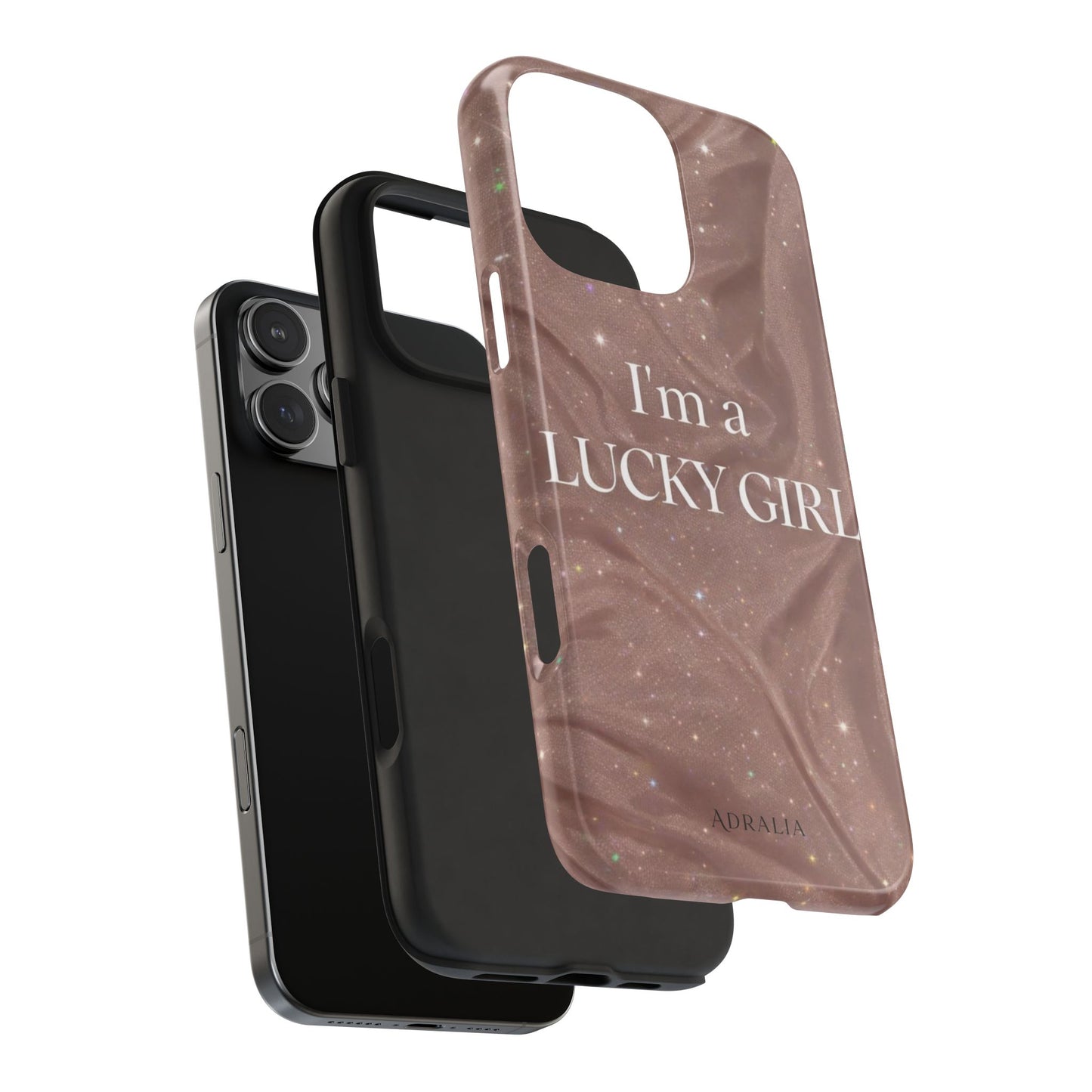 I'm a Lucky Girl Tough Phone Case – Sparkling Rose Marble Protective Cover