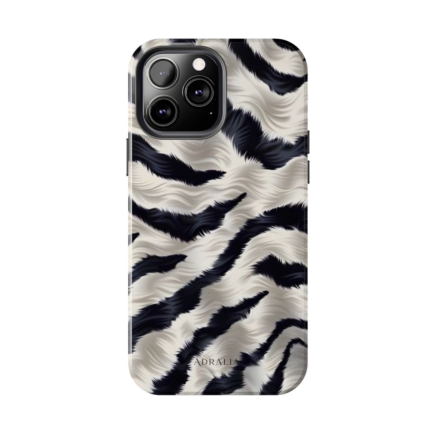 Faux Fur Zebra Tough Phone Case — Black & Ivory Animal Print