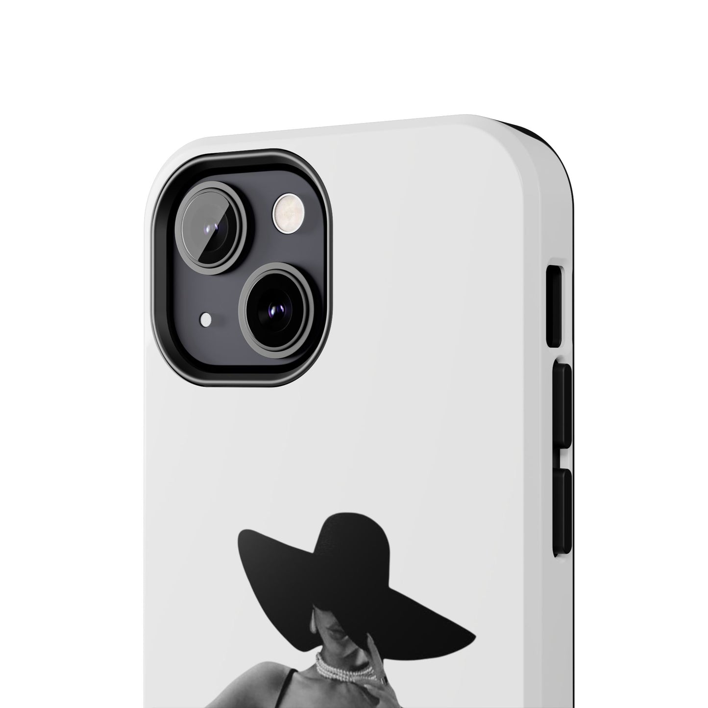 Tough Phone Case — Elegant Woman in Wide-Brim Hat Black & White Design