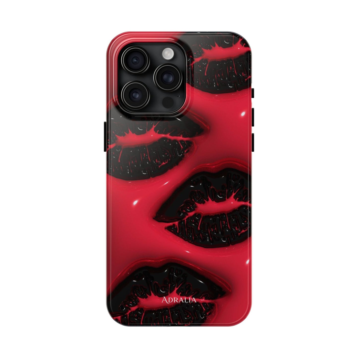 Tough Phone Case – Red Gloss Kiss Print, Shockproof Protective Cover