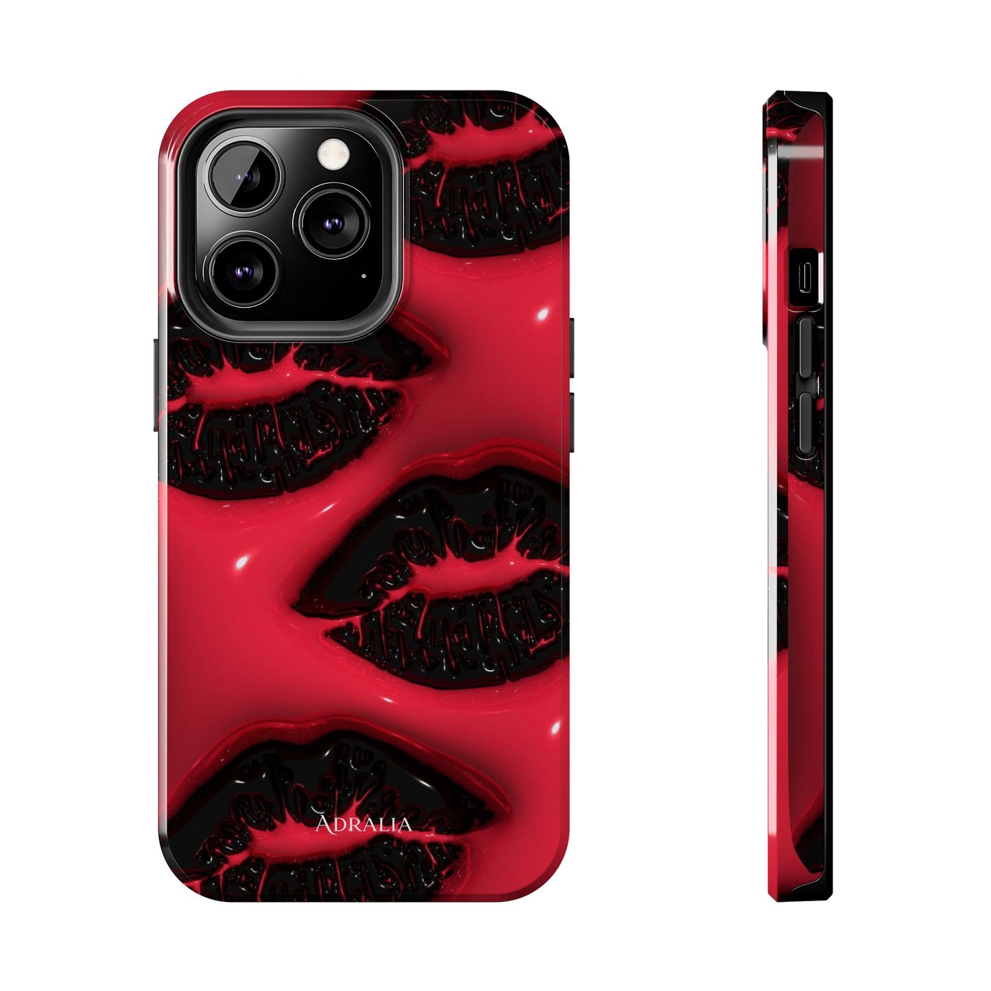 Tough Phone Case – Red Gloss Kiss Print, Shockproof Protective Cover