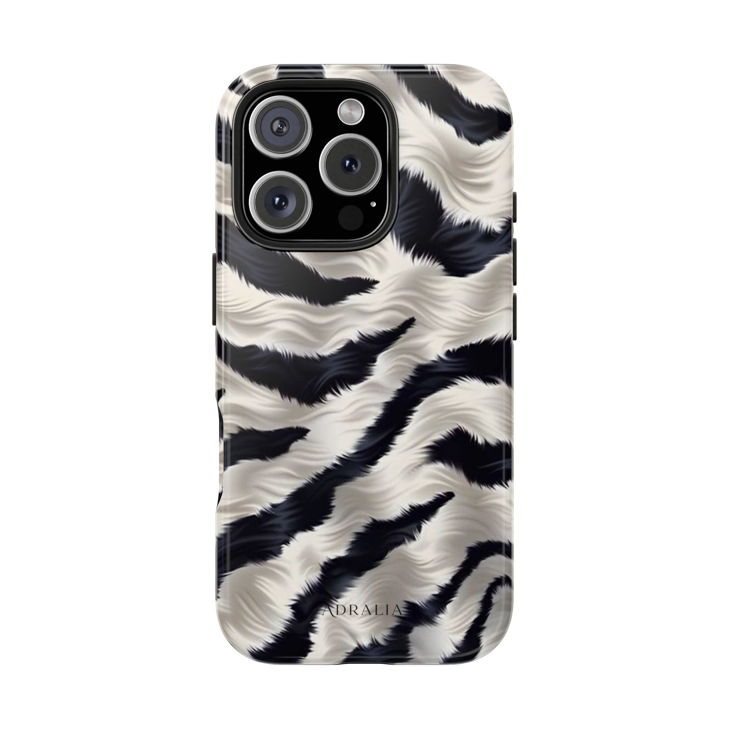 Faux Fur Zebra Tough Phone Case — Black & Ivory Animal Print