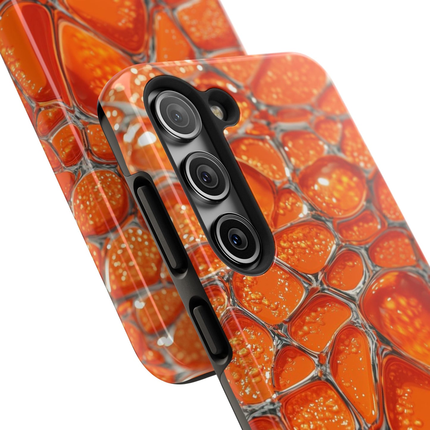Orange Resin Abstract Tough Phone Case — Durable Protective iPhone Cover