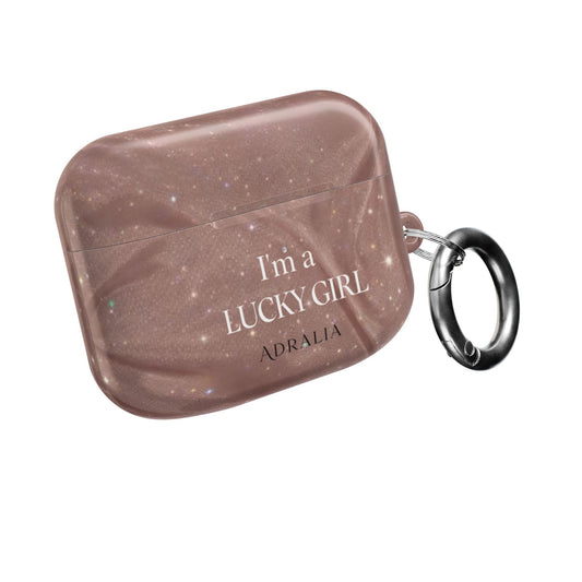 AirPod Case — "I'm a Lucky Girl" Marble Protective Case