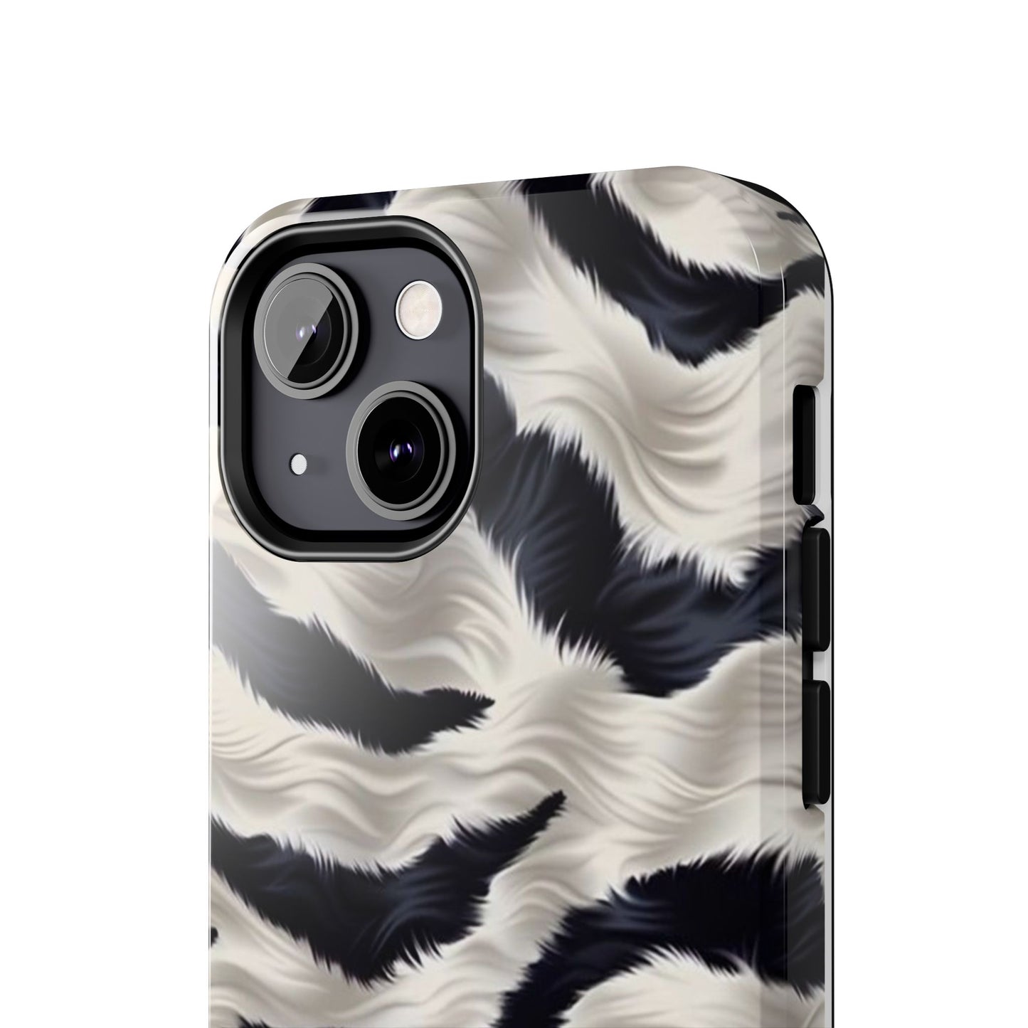 Faux Fur Zebra Tough Phone Case — Black & Ivory Animal Print