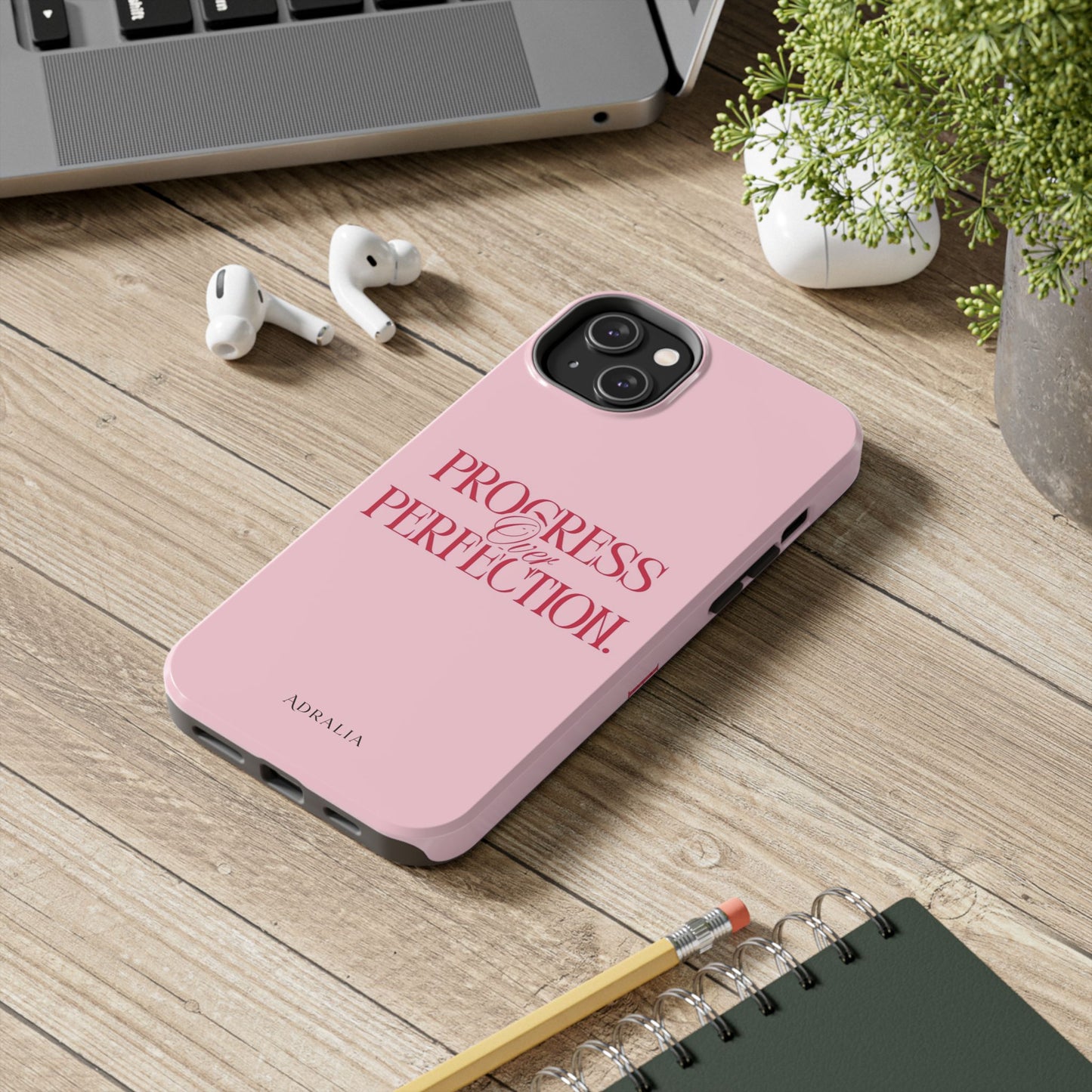 Progress Over Perfection Tough Phone Case — Pink Inspirational Protective Cover
