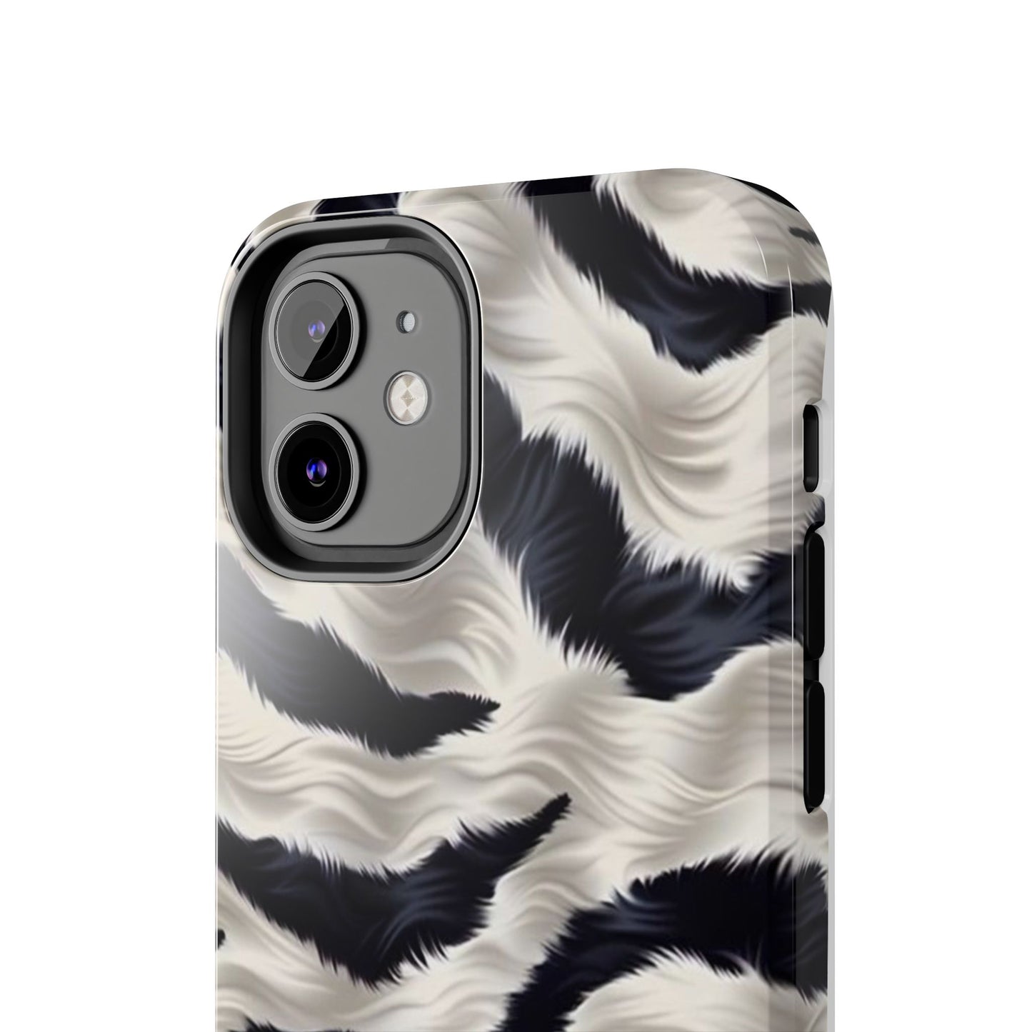 Faux Fur Zebra Tough Phone Case — Black & Ivory Animal Print