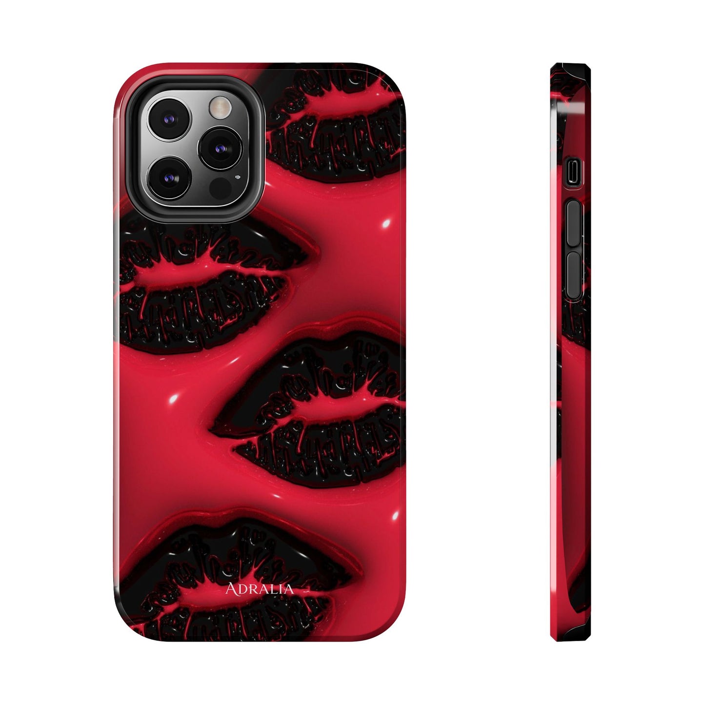 Tough Phone Case – Red Gloss Kiss Print, Shockproof Protective Cover