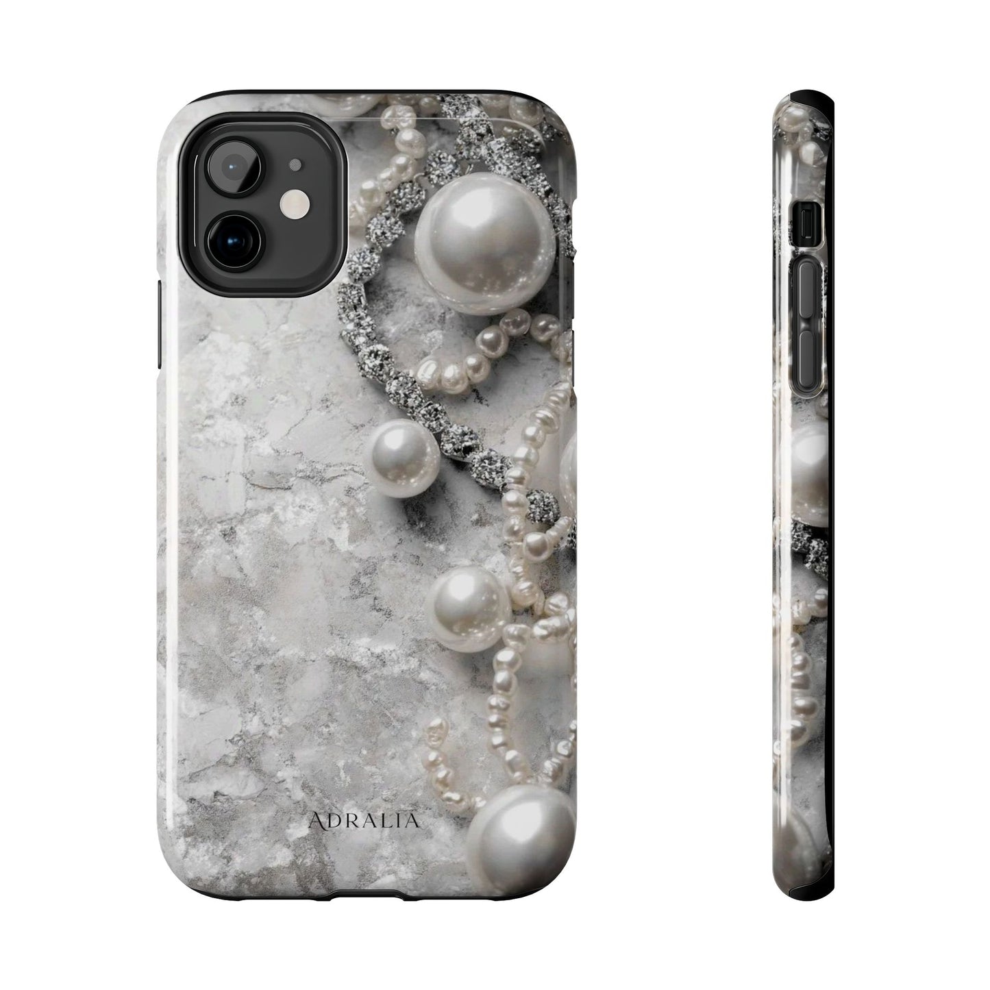 Pearl Luxe Tough Phone Case — Elegant Pearl & Crystal Protective Cover