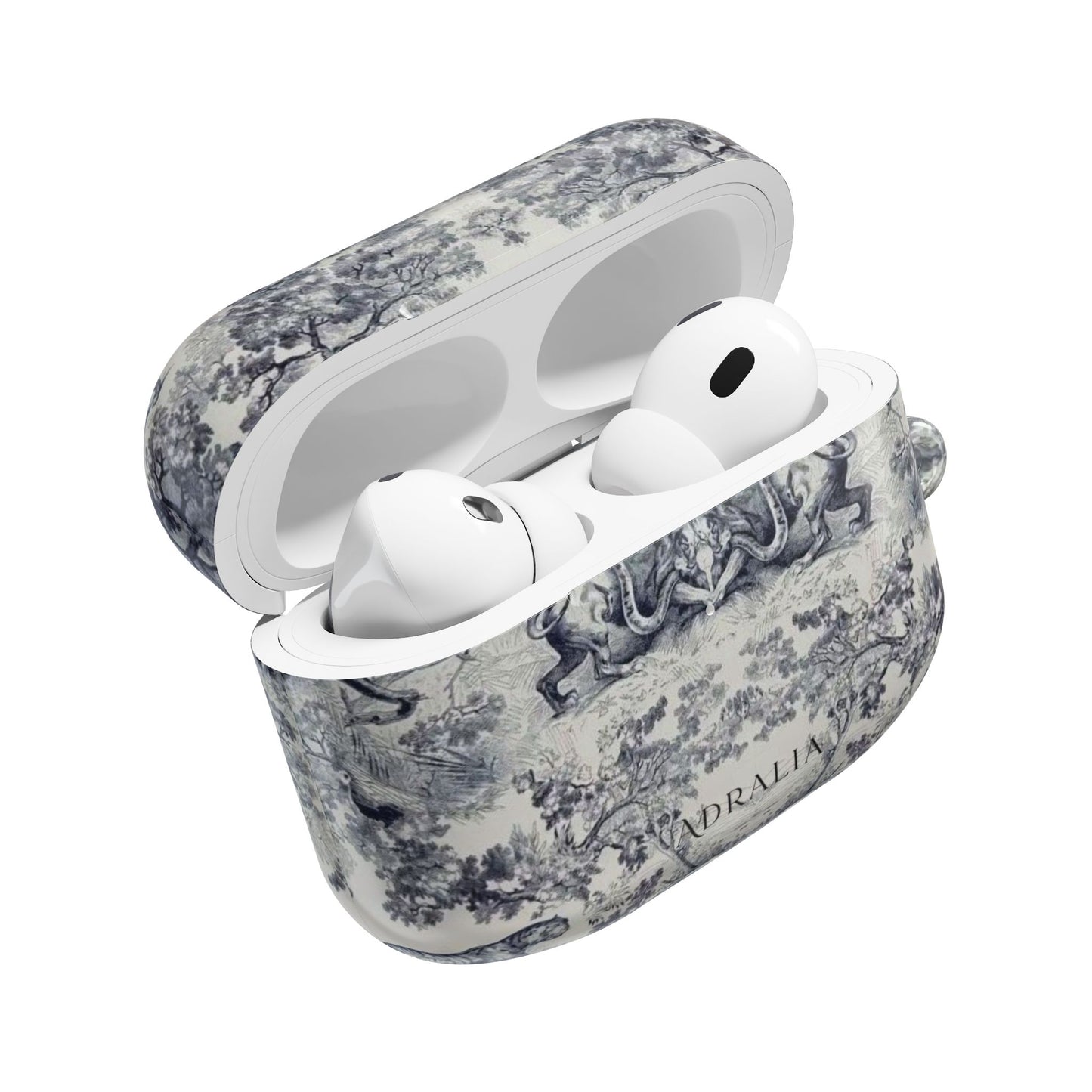 Vintage Toile AirPod Case — Classic Grey Pattern Protective Cover